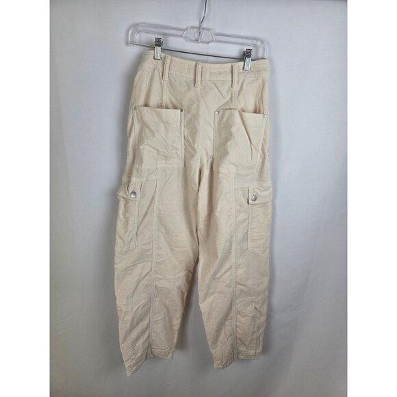 Anthropologie The Carson Utility Barrel Cargo Pants Size 8 Corduroy Ivory - Picture 5 of 14